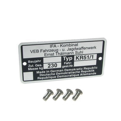 Typenschild mit kerbnagel - 4, x