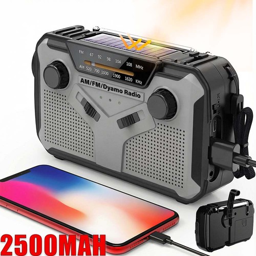 Kurbelradio 2500mah solar - 2500mah,