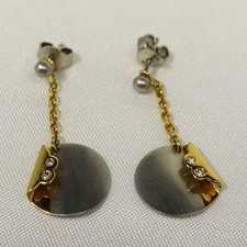 Brillant Ohrstecker 750 Gold + 950 Platin 0,04 ct Diamant Ohrringe / CU 319(41)