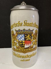 Maßkrug Bierkrug 2 Liter Zinndeckel Weihenstephan Rarität