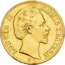 Künker: Bayern, Ludwig II., 10 Mark 1872 D, Gold 3,90 g