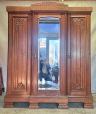 Kleiderschrank Dielenschrank antik  Jugendstil Art Deko Eiche Frankreich 