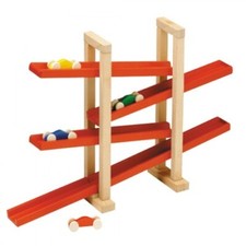 Rennbahn - aus Holz - mit 4 Autos