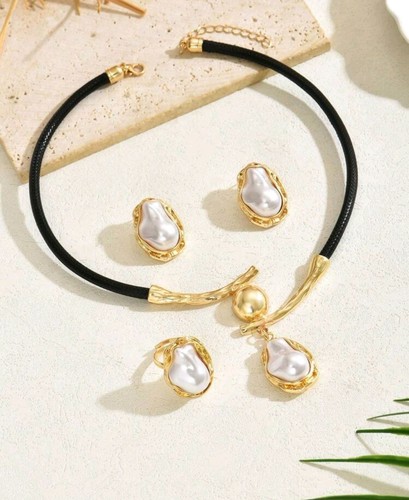 Schmuckset gold schwarz weiss - gold,
