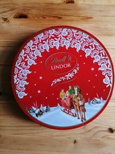 Lindt Lindor rund Blechdose Sammlerdose Sammlerstück Weihnachten ohne Inhalt