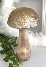 Großer Pilz Fliegenpilz Mango Holz Mangoholz Alu Kappe Gold, 22 cm, Ø 12 cm, XXL