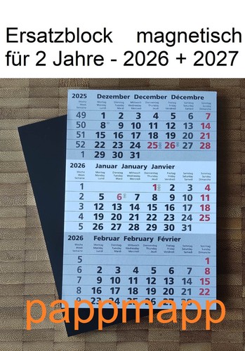 Kalenderblock magnetisch 2026