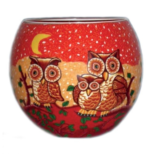 Leuchtglas 594 eulen rot - leuchtglas,