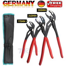 3-tlg Profi Wasserpumpenzange Set 175mm & 240mm & 300mm aus Cr-V Stahl Rohrzange