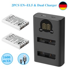 2x EN-EL5 Akku Für Nikon CoolPix P5100 P500 P510 P520 P530 P100 + Dual Ladegerät