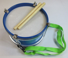 Kinder Trommel Blau - Mini Marschtrommel mit Gurt grün + 2 Trommelstöcke