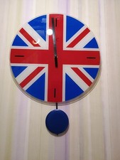 Wanduhr aus glas mit englische Flagge Muster