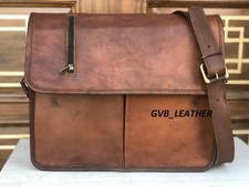 18" Herren Vintage Echtleder Umhängetasche Laptop Aktentasche Schulter Aufbew...