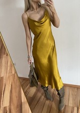 ❤️ ZARA NEUWERTIGES KLEID SATIN MIDI MAXI LANG GELB SLIPDRESS