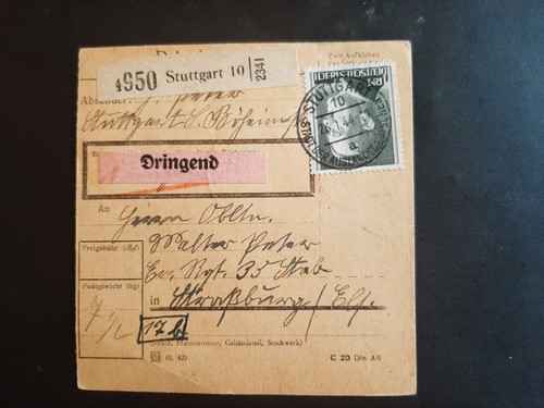 Deutsches reich paketkarte - deutsches,