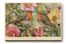 Paul Sinus Wandbild A Conversation in Bloom Romantic Robins in Colorful Garden