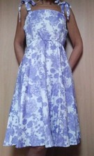 Sommer Kleid, weiß lila Blumen, Gr. XL, Neu 