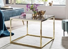 Couchtisch FineBuy Sofatisch Marmor Optik 60x60x45 cm Wohnzimmertisch Tisch Weiß