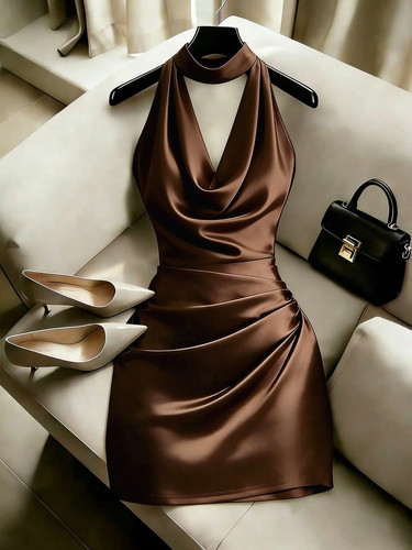 Elegantes braunes minikleid - elegantes,