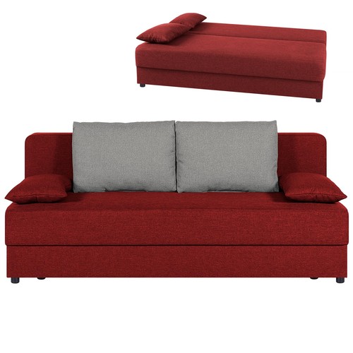 Schlafsofa rot silber mit - rot-silber,