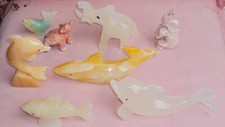 8 Stück Tier Figuren Handarbeit  aus Onyx Marmor Naturstein DELFIN ELEFANT