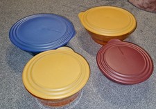 Tupperware Eleganzia Set 4 Schüsseln mit Deckel 3,2l 2,3l 1,5l Tupper Rot Blau