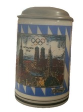 Bierkrug München Olympische Spiele 1972 Zinndeckel Souvenir Frauenkirche 0,5 L