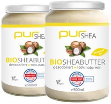 2x500ml GLAS Bio Sheabutter ( 19,90/L)- Unraffiniert 100% naturrein ohne Zusätze