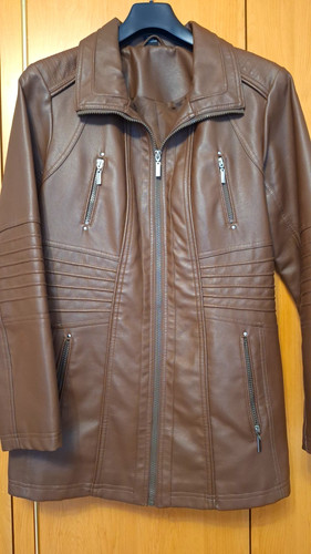 Damen kunstleder jacke - kunstleder, braun