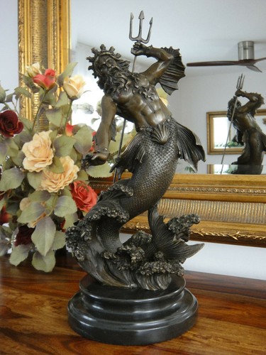 Bronze statue poseidon marmor - bronze,