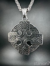 Kelten Kreuz Anhänger Edelstahl Kette Wikinger Knoten Rune Schmuck Biker 334A