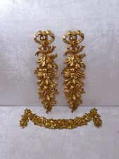 3 tlg Set Kunstoff Deko Elemente Goldfarben Holzoptik Vintage-Stil Made in Italy