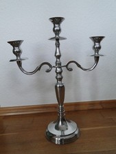 3-flammiger Kerzenleuchter / silbergarben / Höhe 42 cm / Kerzenständer