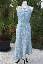 ✪ Wunderschönes Ibiza Neckholder Maxikleid 36/38 tiefer Rücken Paisley Flamenco