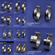 1 Paar Edelstahl Creolen Klapp Männer Herren Damen Ohr Ohrringe silber Gold Neu