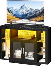 Eck TV Ständer RGB LED Einheit Schrank 55" Bildschirm Gaming Aufbewahrung Regal