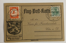 Flugpost Karte Michel II Rhein Main nach Ulm Flugpostkarte 20 Pfennig Darmstadt