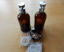 Raddile Seifenspender, zwei x 500ml, braunes Glas mit Edelstahlpumpen