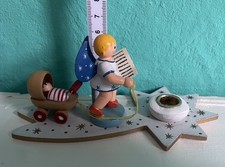 Kerzenhalter "Engel mit Kinderwagen" Otto Mertens Erzgebirge Alt Selten