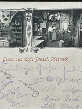 Pössneck Cafe Diezel 1908 Postkarte Thüringen