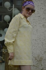 Kleid Twiggy gelb Minikleid kurz 60er TRUE VINTAGE 60s ladies dress mini Hippie