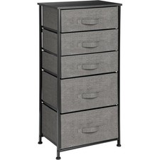 mDesign Kommode mit 5 Schubladen - Schrank Organizer - Stoffregal grau schwarz