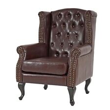 Ohrensessel Relaxsessel Sessel Chesterfield Kunstleder antik-braun ohne Ottomane