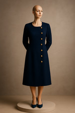 Nino A. Iorio Roma Mantelkleid Schurwolle Blau Vintage 38/40 Old Money