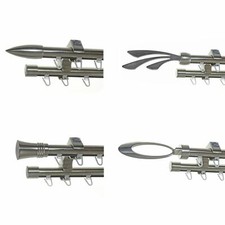 Innenlauf Gardinenstange Schiene Edelstahl 20mm Look Deckenträger modern D60 II