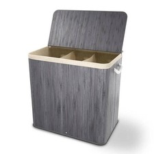 Wäschekorb Wäschesammler Wäschebox Bambus Wäschesack Korb 150 L Grau B-WARE