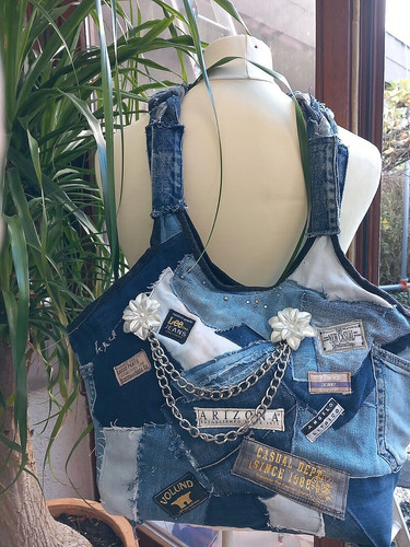 Jeans tasche handarbeit unikat - jeans,