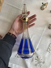 Antikes Moser Glas Karaffe Kobaltblau 1920er