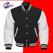 Real Leather  Wool Letterman Bomber Varsity Jacket – Classic Collegiate Style