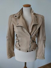 Zara Woman ECHTLEDER BIKER Leder Jacke BLOGGER creme Beige Gr. S 36